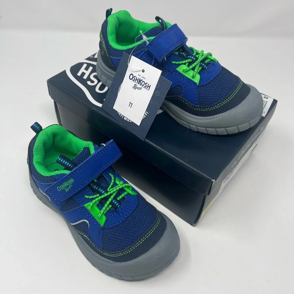 OshKosh B'gosh Sneakers Shoes Grapple Toddler Size 11 Blue/Green NEW